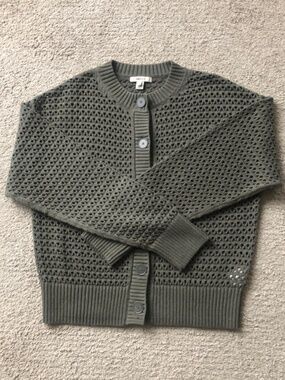 RW&CO/ Cotton Crocheted Cardigan Sweater.NWOT.
